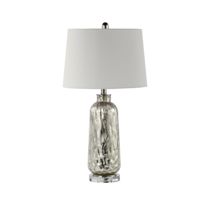 71.1cm Silver Glass Table Lamp with White Linen Shade