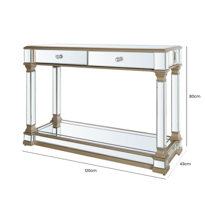 Apollo Champagne Mirrored Console Table