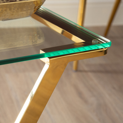 Axel Gold Metal with Clear Glass End Table