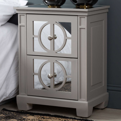 Torino Grey Wood 2 Drawer Bedside Cabinet