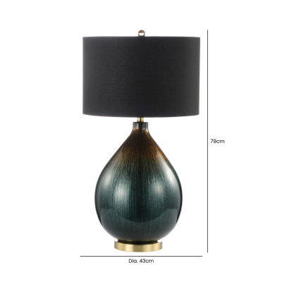 79cm Green and Gold Abstract Glass Table Lamp