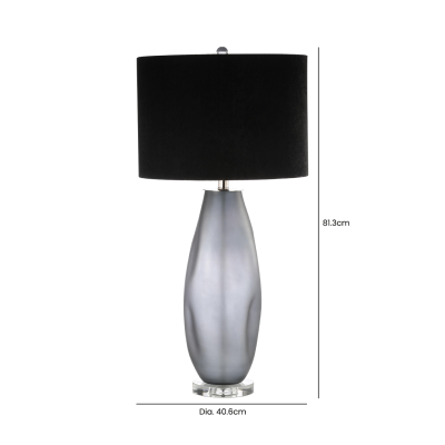 81.3cm Smoke Glass Table Lamp with Black Velvet Shade