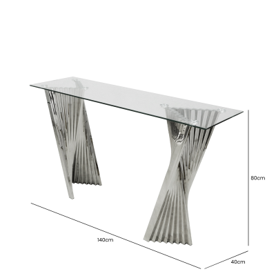 Lucille Stainless Steel Console Table with Clear Glass