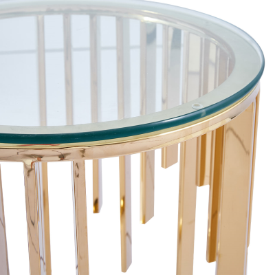 Owen Round Gold Metal with Clear Glass Top End Table