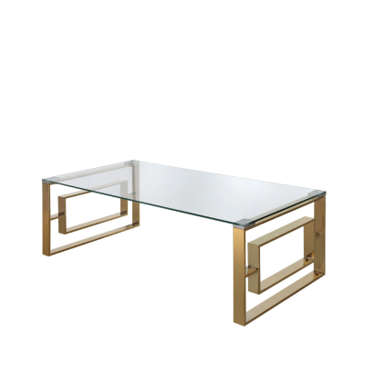 Apex Gold Metal With Top Glass Coffee Table