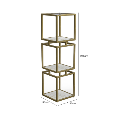 3-Tier Square Display Unit Cream and Gold