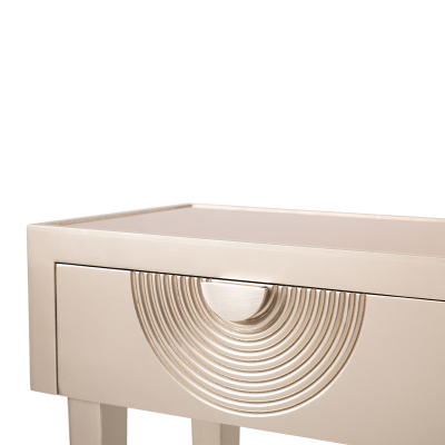 Elon 1 Drawer Telephone Table Gold with Gold Mirror Top and Silver Handles