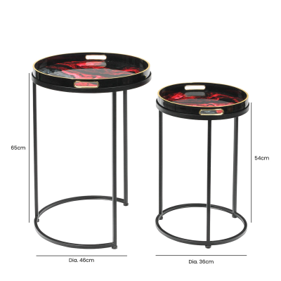 Olin Set of 2 Red and Black Nesting Tables