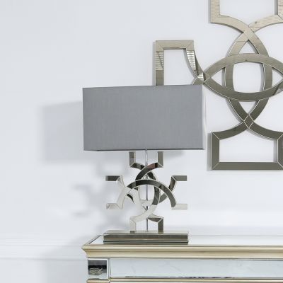 Athos Clear Glass Table Lamp With Grey Shade