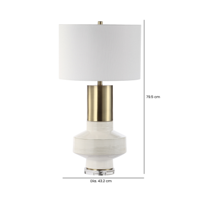 79.5cm White Ceramic Table Lamp with White Linen Shade