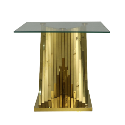 Lucille Gold Metal End Table with Clear Glass