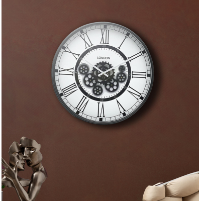 53.5cm Black Gears Wall Clock