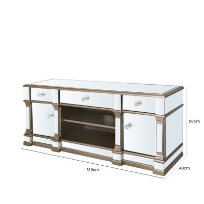 Apollo Champagne Mirrored Medium 2 Door 3 Drawer TV Entertainment Unit