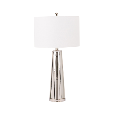 70cm Silver Glass Table Lamp with White Linen Shade