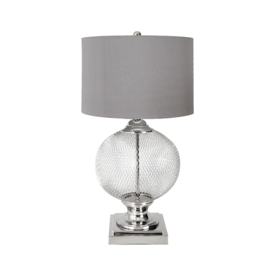 78cm Wire Mesh Table Lamp With Grey Silk Shade