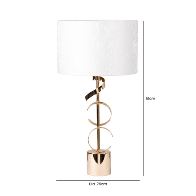 51cm Gold Metal Swirl Table Lamp with White Cotton Shade Gold Inside