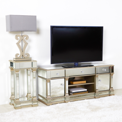 Apollo Champagne Mirrored Medium 2 Door 3 Drawer TV Entertainment Unit