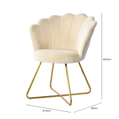 Ariel Shell Back Chair Cream with Gold Legs