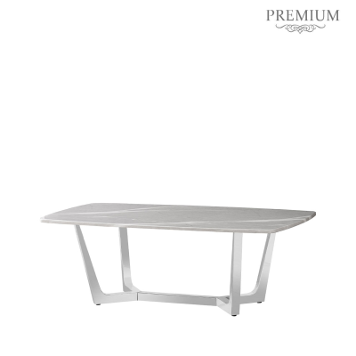 Meghan Chrome Metal with Grey Faux Top Marble Coffee Table