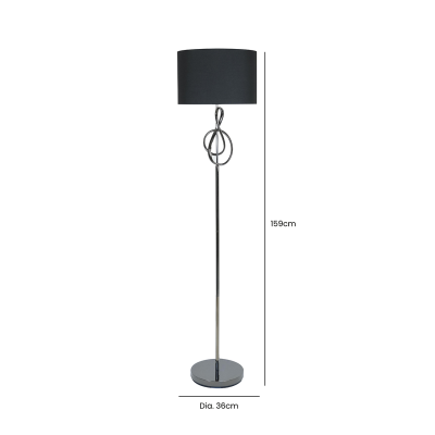 159cm Black G-Clef Design Metal Floor Lamp with Black Linen Shade