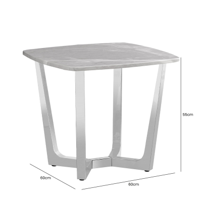 Meghan Chrome Metal with Grey Faux Marble Top End Table