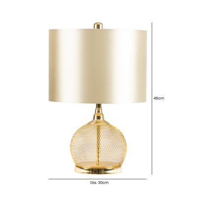 46cm Gold Wire Mesh Table Lamp with Champagne Satin Shade