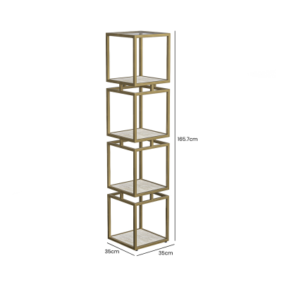 4-Tier Square Display Unit Cream and Gold