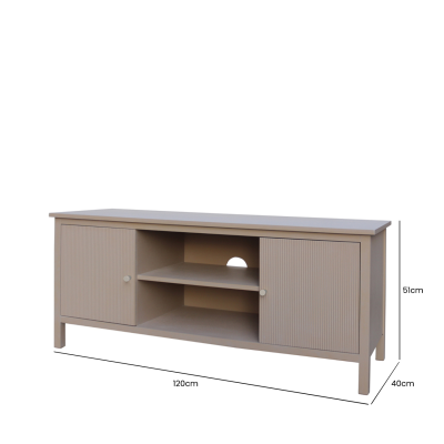 Lindon 2 Door Entertainment Unit Taupe with Nickel Handles