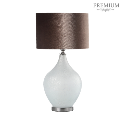 75.5cm Silver Frost Glass with Mocha Velvet Shade Table Lamp