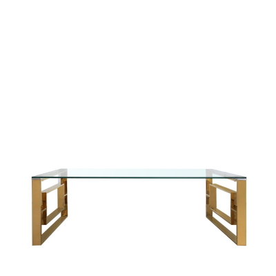 Apex Gold Metal With Top Glass Coffee Table