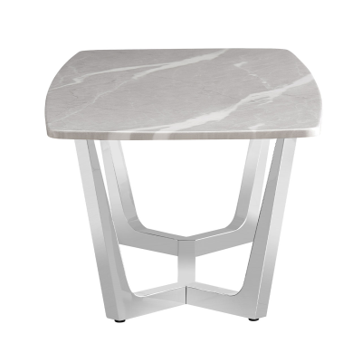 Meghan Chrome Metal with Grey Faux Marble Top End Table