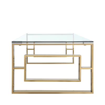 Apex Gold Metal With Top Glass Coffee Table