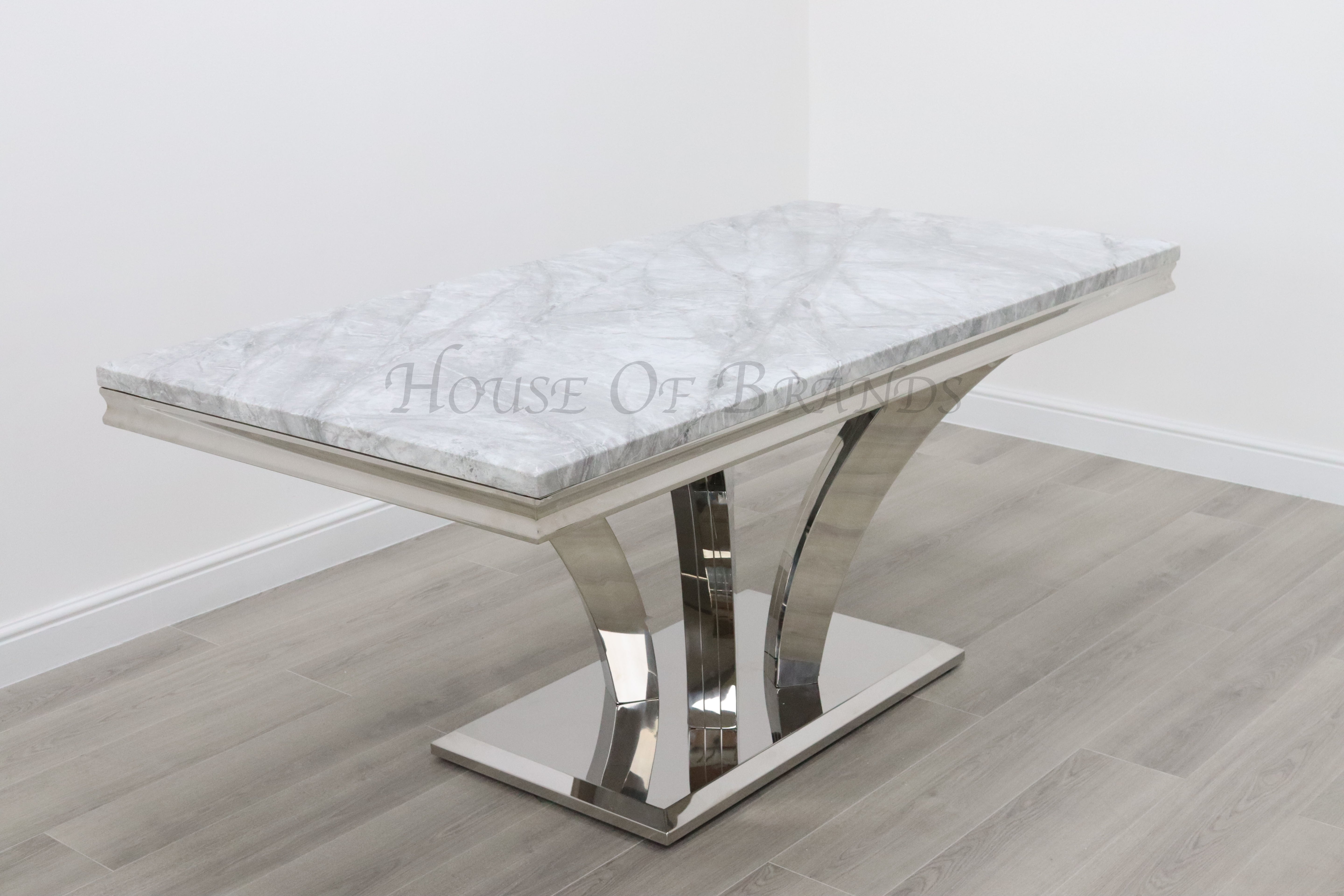 Sicily Marble Dining Table with 8 Emma Knockerback Chairs