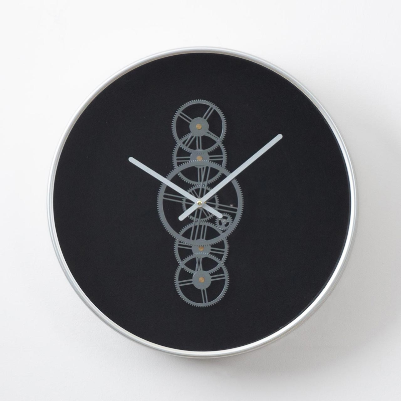 46cm Black and Silver Gears Wall Clock