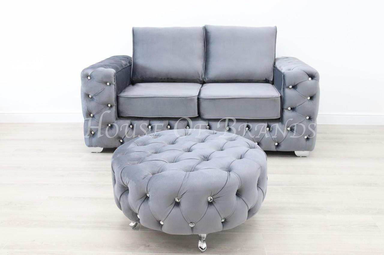 House Of Brands Upholstered Round  Footstool 