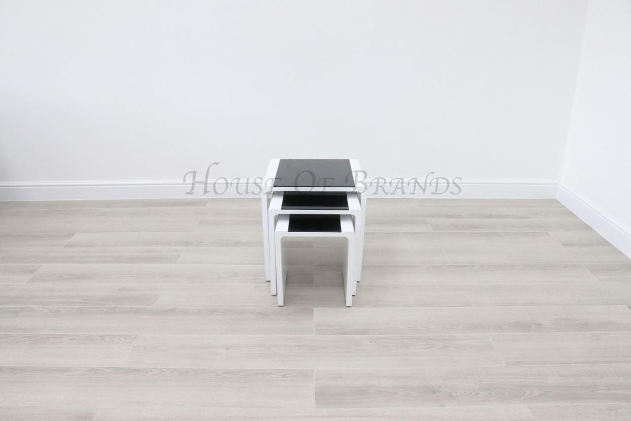 House Of Brands Lille White Marble Effect Nest Of Tables