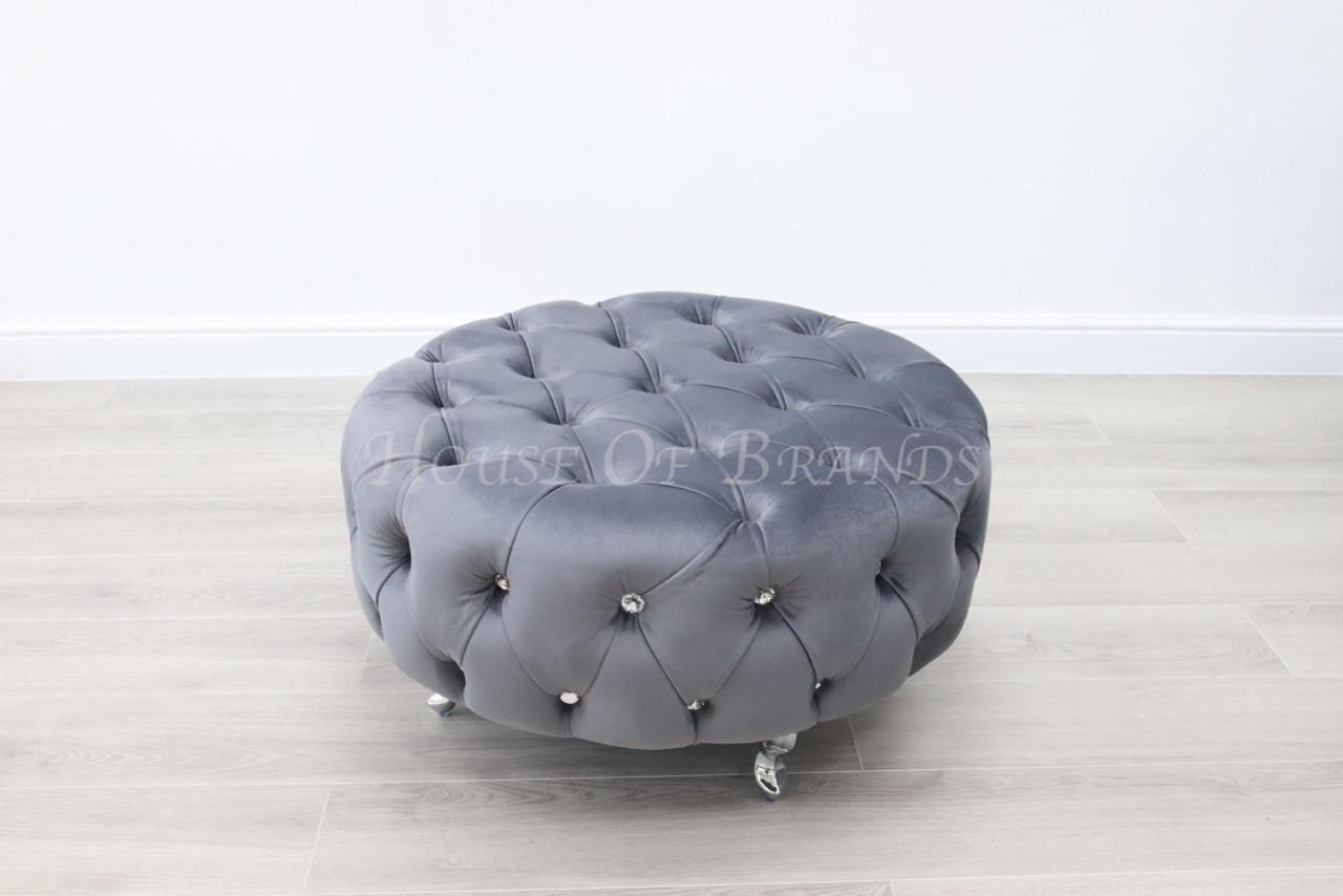 House Of Brands Upholstered Round Footstool/Coffee Table