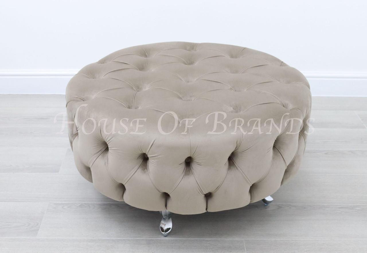 House Of Brands Upholstered Round Footstool/Coffee Table