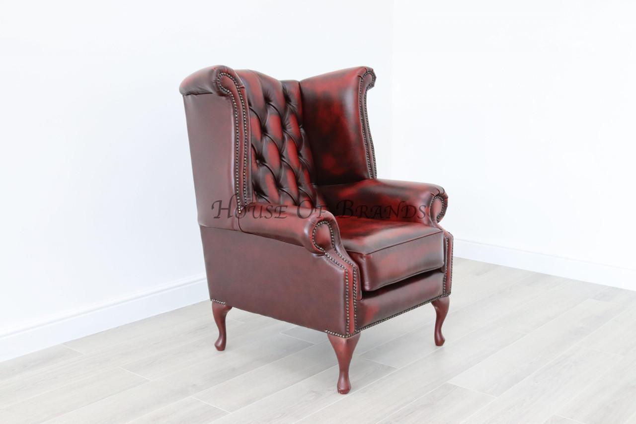 House Of Brands Queen Anne Genuine Leather Chair