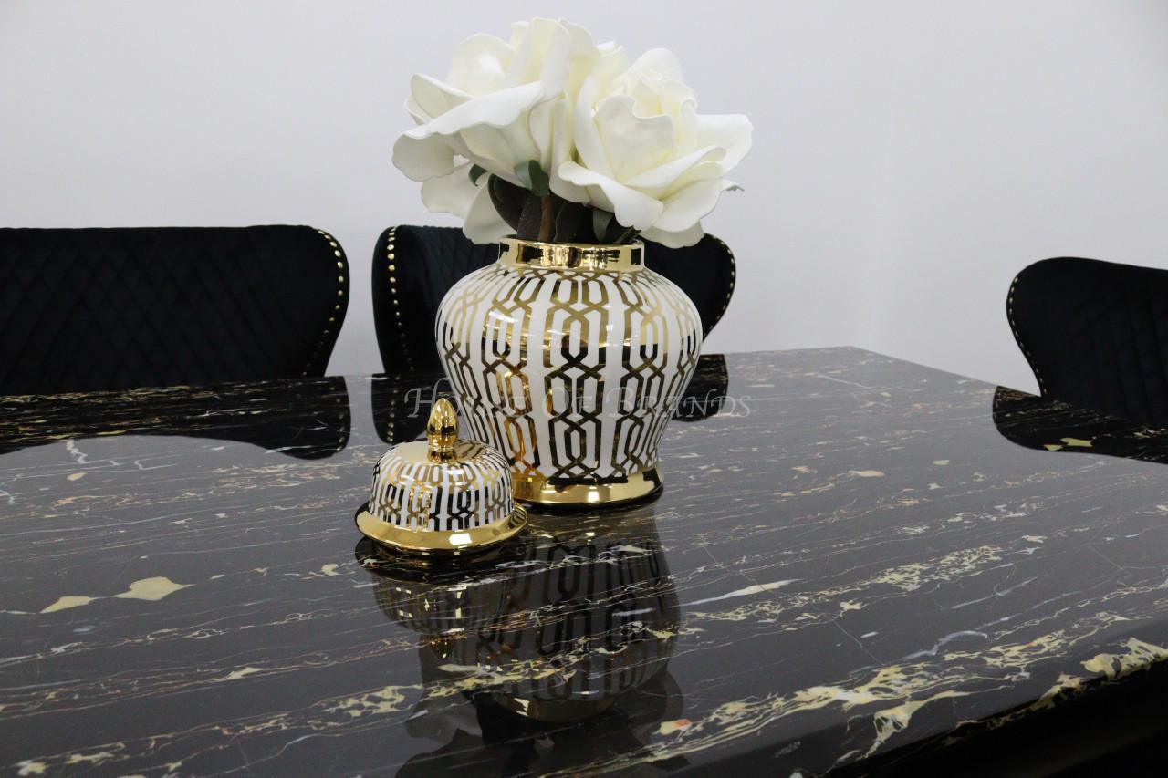 House Of Brands Black & Gold Rome Table with Black & Gold Ring Valencia Chairs 