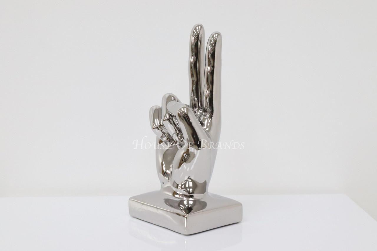 House Of Brands Large Peace Hand -Silver