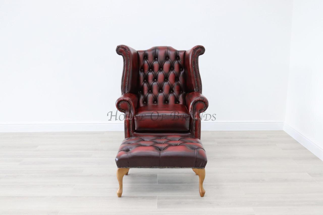 House Of Brands Queen Anne Genuine Leather Chair