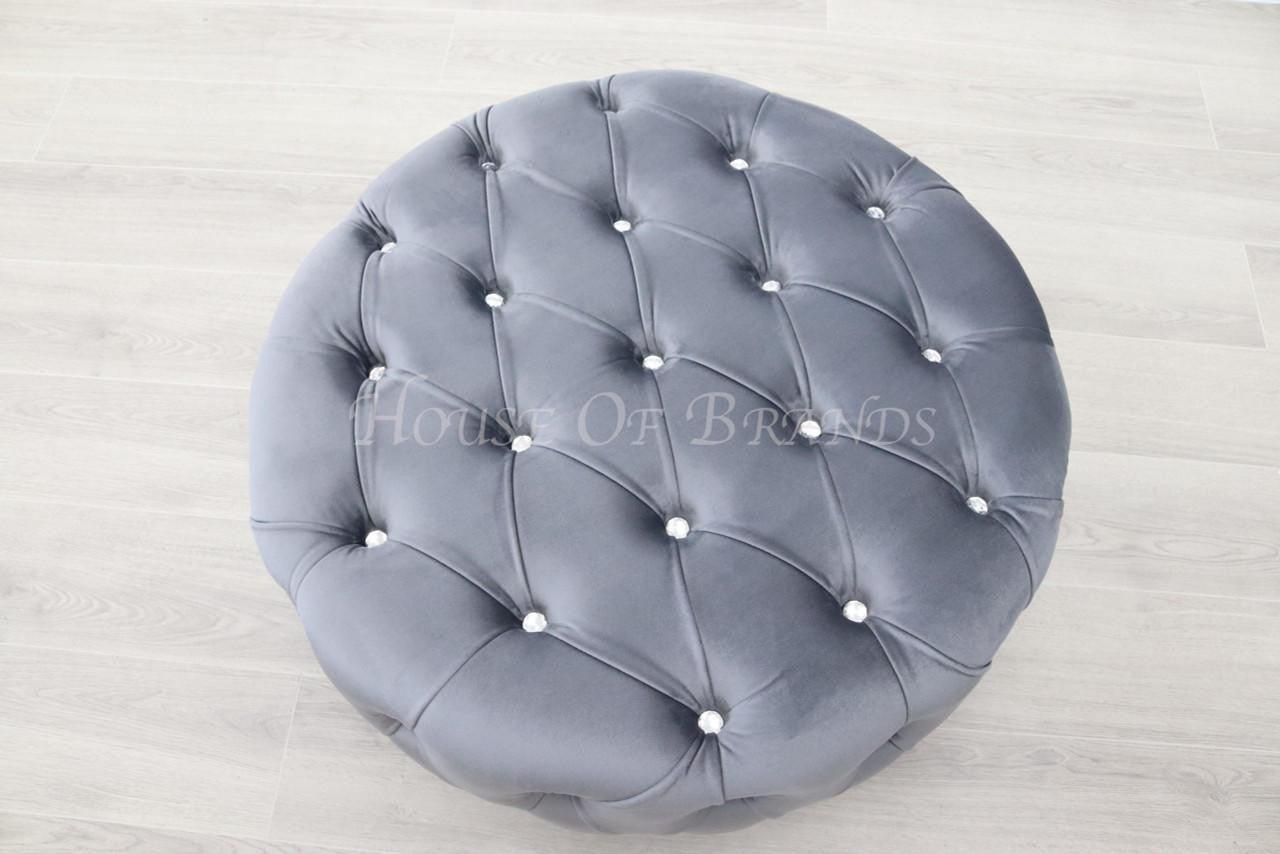 House Of Brands Upholstered Round Footstool/Coffee Table