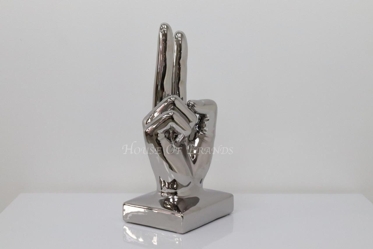 House Of Brands Large Peace Hand -Silver