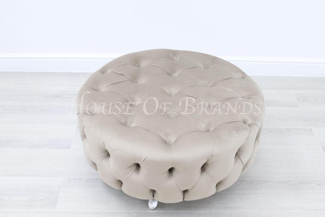 House Of Brands Upholstered Round Footstool/Coffee Table