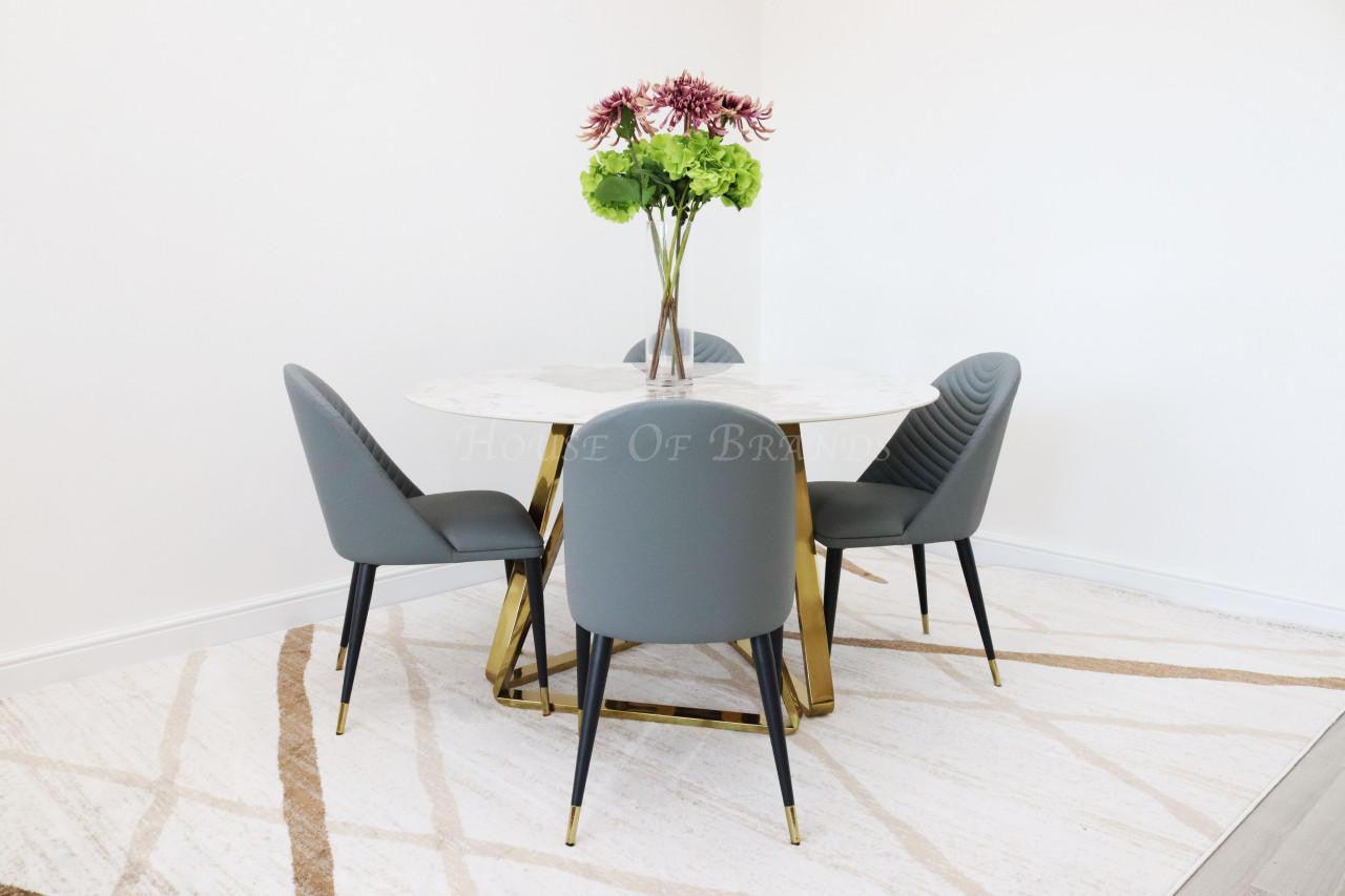 House Of Brands 1.3m Round Nova Dining Table and 4 Alicante Chairs