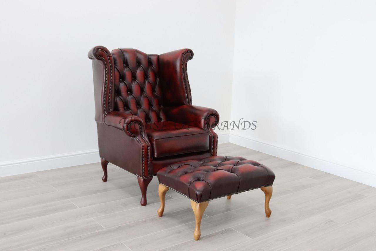 Queen anne chair store and ottoman