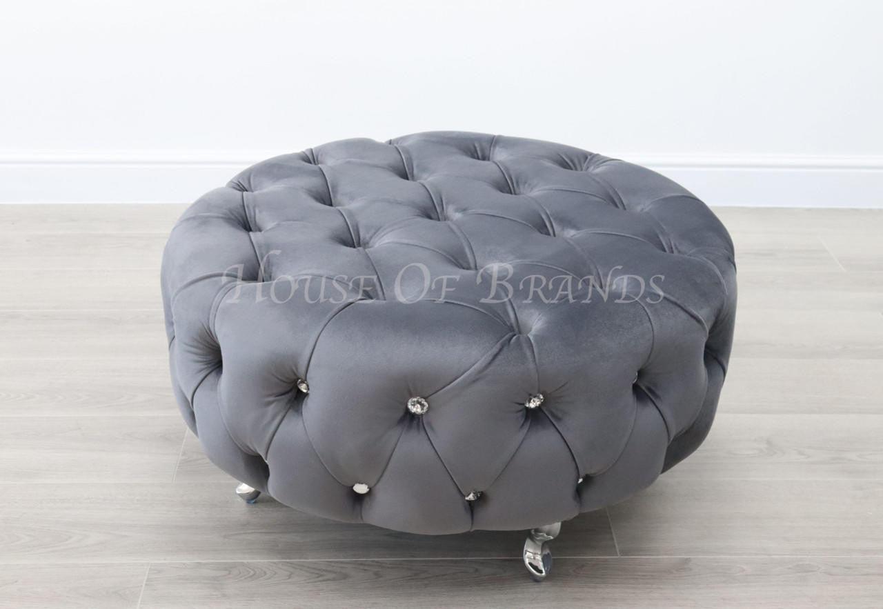 House Of Brands Upholstered Round Footstool/Coffee Table